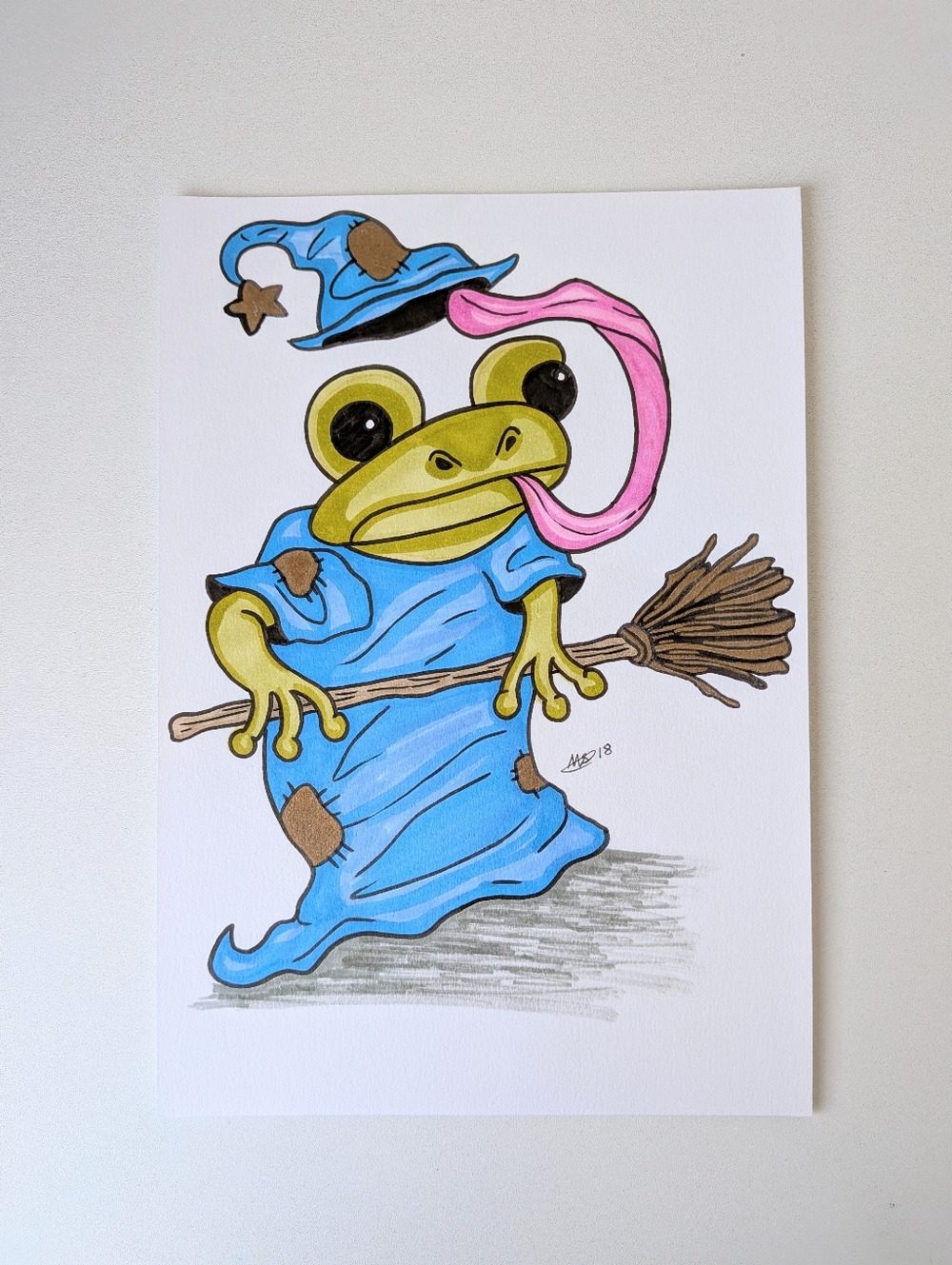 Original Halloween Witch Frog 7×10 Marker Illustration By Mattoodles